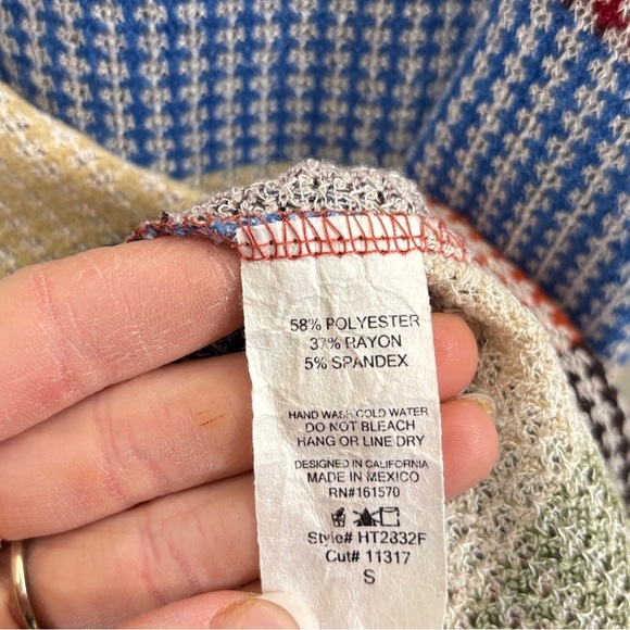 Orange and Green Crew Neck Striped Sweater - Picture 4 of 4